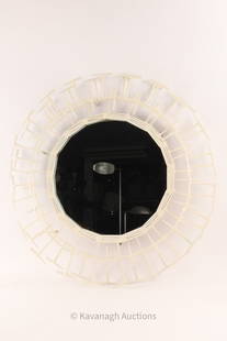 Mid Century Square Nails Sunburst Mirror: Mid Century Square Nails Sunburst Mirror, Painted White. 22 inches diameter x 3 deep.