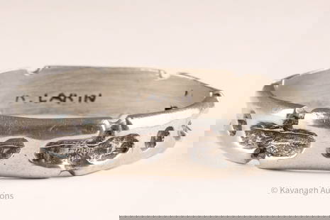 Signed Robert Larin MCM Brutalist Bangle Bracelet: Signed Robert Larin Mid Century Modernist Brutalist Bangle Bracelet. 8.5 inches circumference.