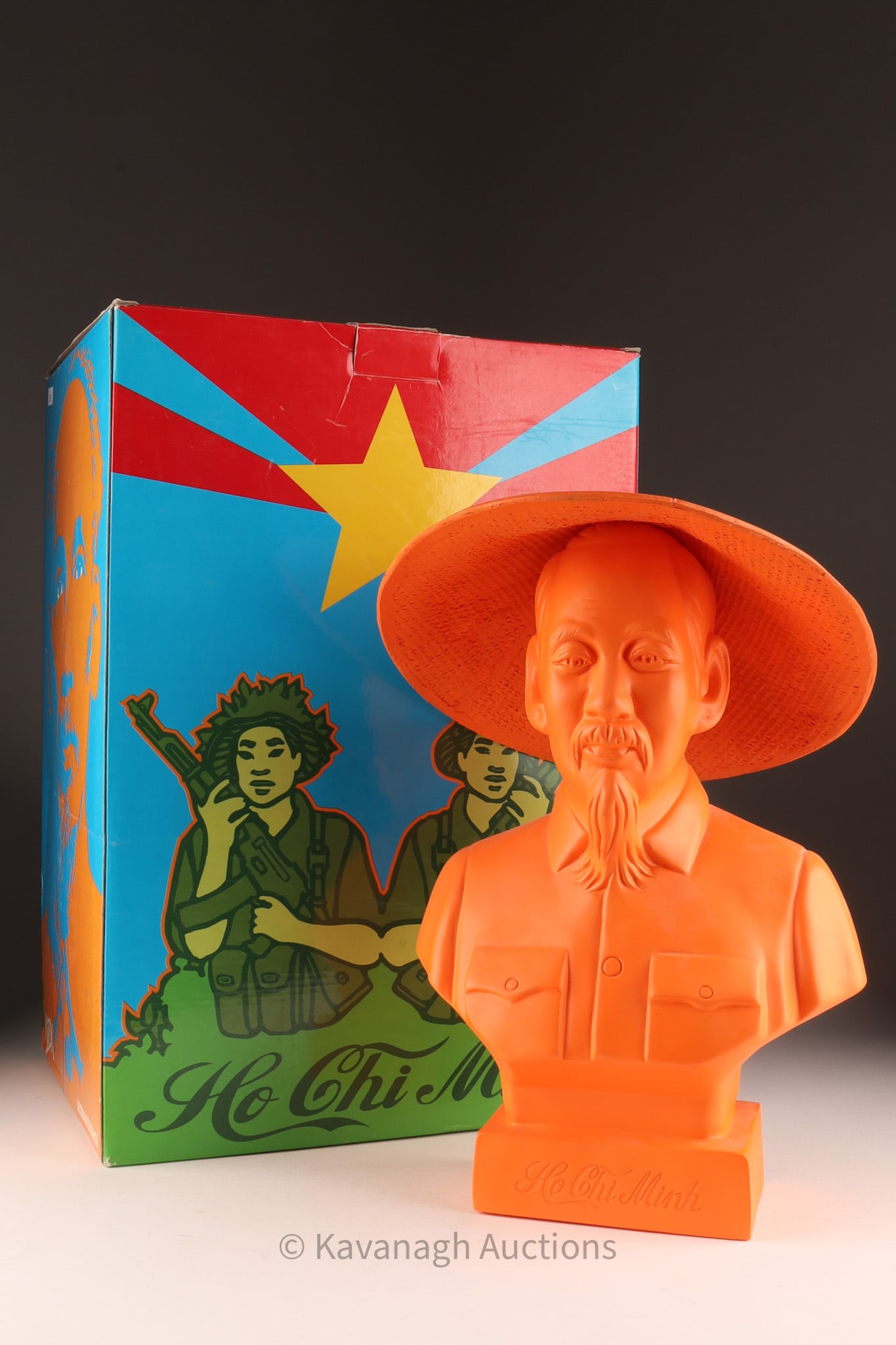 Frank Kozik (American, 1962 - 2023) Ho Chi Minh: Frank Kozik (American, 1962 - 2023) A DKE exclusive orange colorway Ho Chi Minh vinyl bust art toy produced in collaboration by Frank Kozik x Ultraviolence in 2007. Item is limited edition and only 50