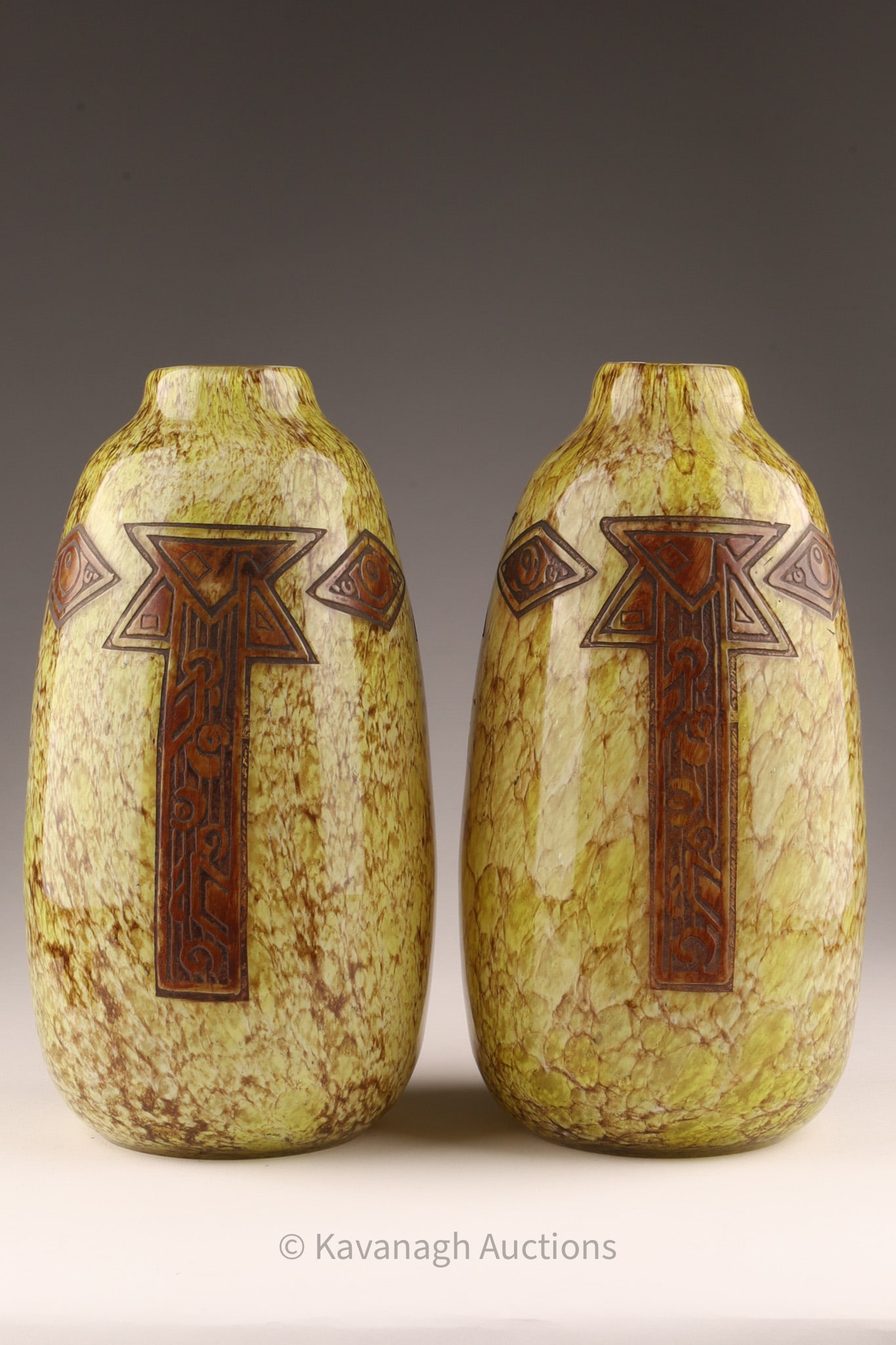 Pair 1920s Signed Legras France Art Deco Vases (1 of 6)
