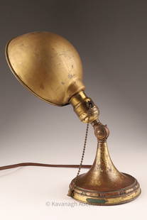 Antique EMERALITE JR. Brass Desk / Clamp Lamp: Antique Vintage EMERALITE JR. Brass Desk / Clamp Lamp. 13 inches H x 6 W, recently rewired with cloth cord.