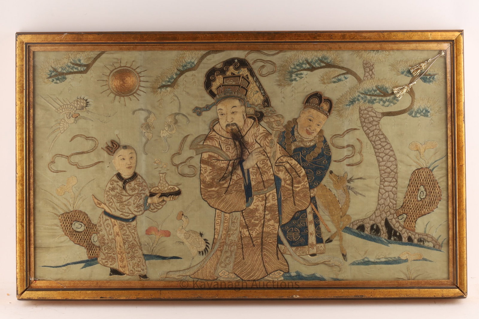 Antique Chinese Silk Embroidery Figural Landscape (1 of 7)
