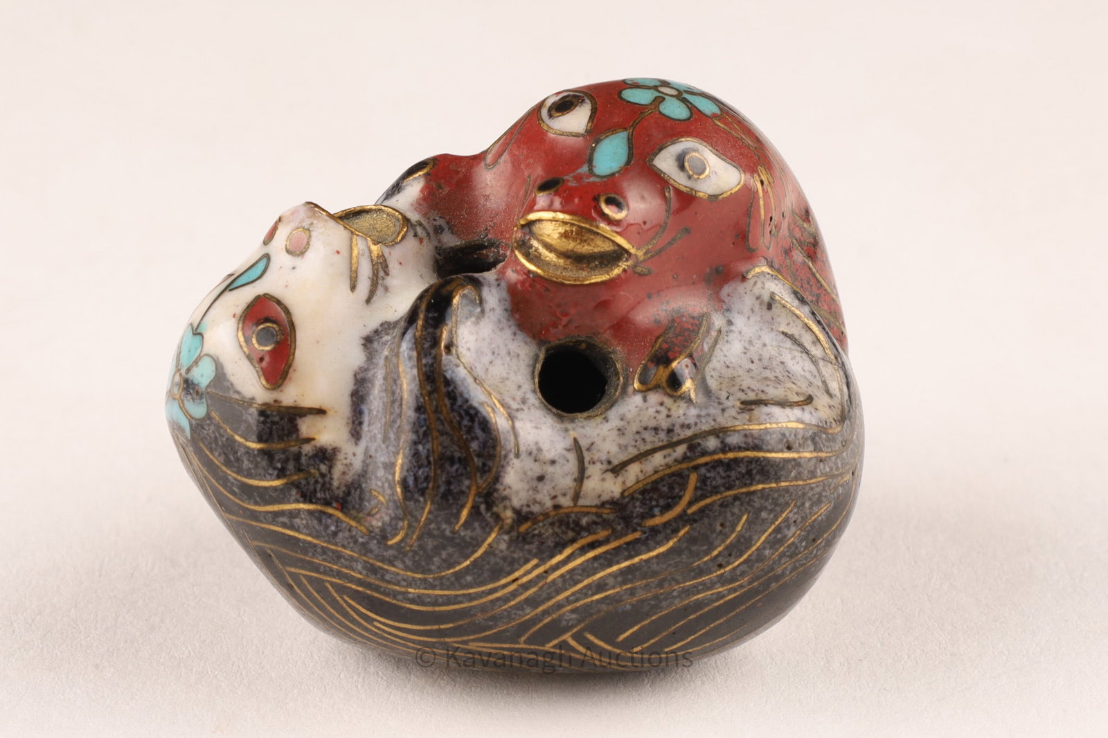 Antique Cloisonne Japanese Animal Group Netsuke (1 of 6)