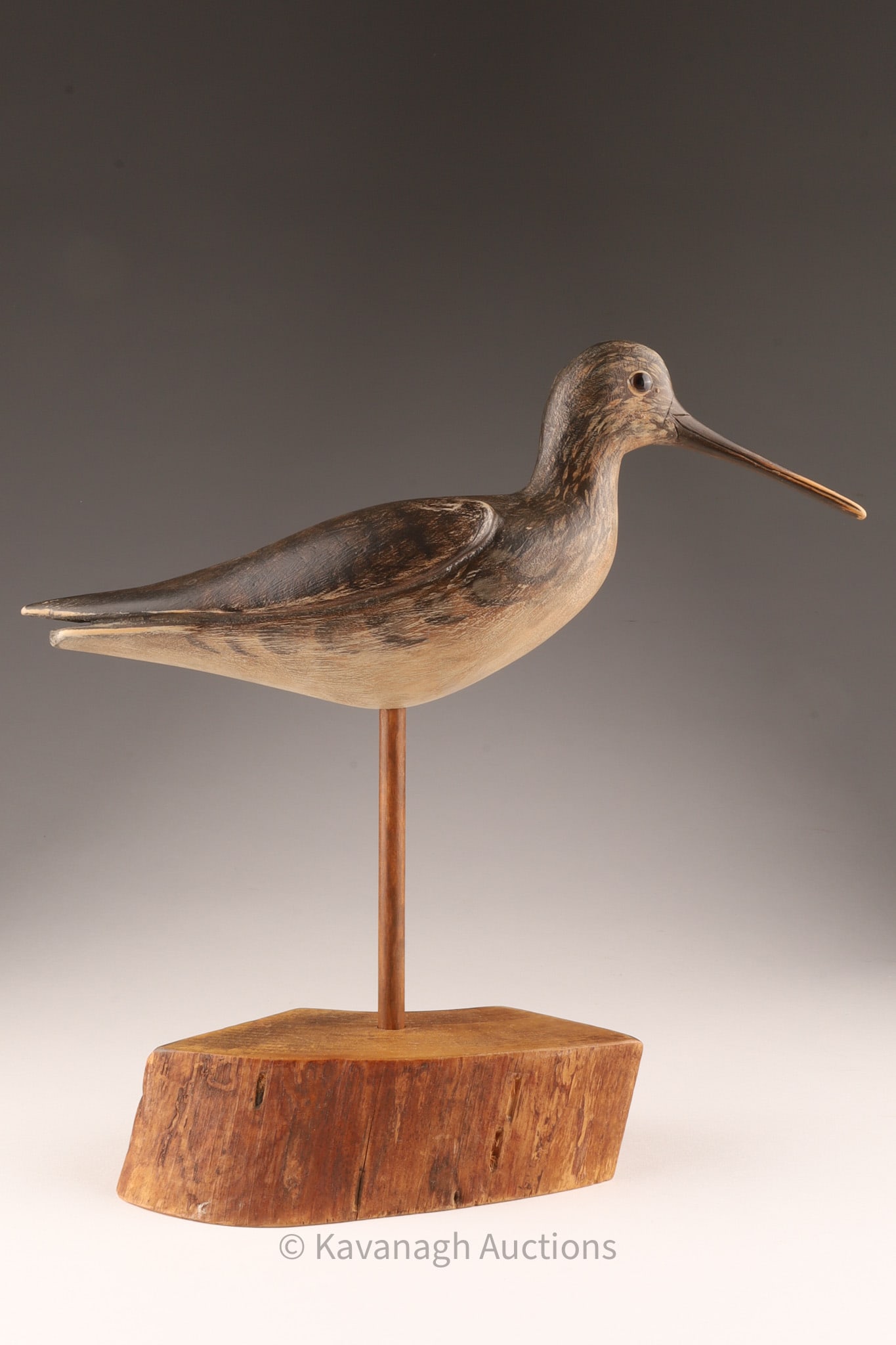 Carved Painted Yellowleg Decoy on Stand Signed PB: Carved and Painted Wooden Yellowleg Decoy on Stand Signed PB. 11.5 inches H x 12 W x 7 deep.