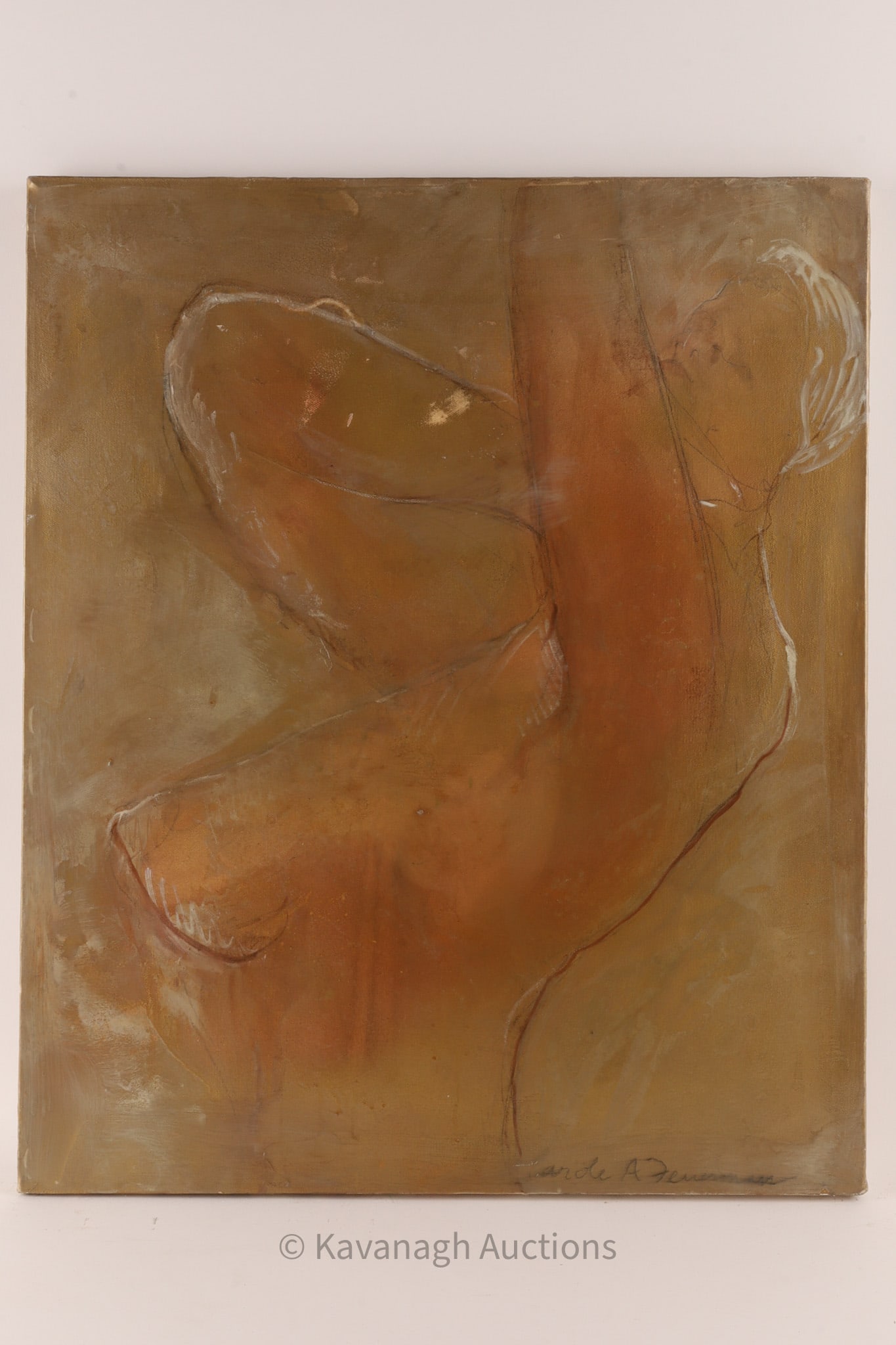 Carole A Feuerman Abstract Modernist Female Nude: Carole A Feuerman (American, b. 1945) Abstract Modernist Female Nude Acrylic on Canvas. Signed lower right, measures 24 inches H x 20 W.