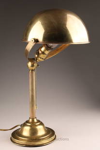 Antique Industrial Brass Adjustable Desk Lamp: Antique Industrial Brass Adjustable Faries Style Desk Work Lamp. 18 inches H x 9 W at shade.