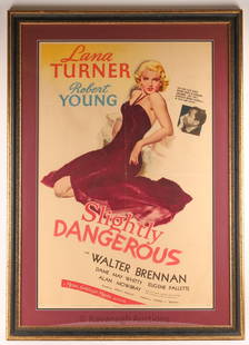 Framed Movie Poster 1943 Slightly Dangerous: Framed Movie Poster for the 1943 film Slightly Dangerous, Starring Lana Turner and Robert Young