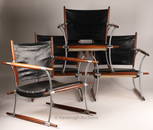 MCM Jens Quistgaard Set Stokke Leather Wood Chairs