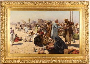 Franz Xavier Kosler Large Cairo Market Painting
