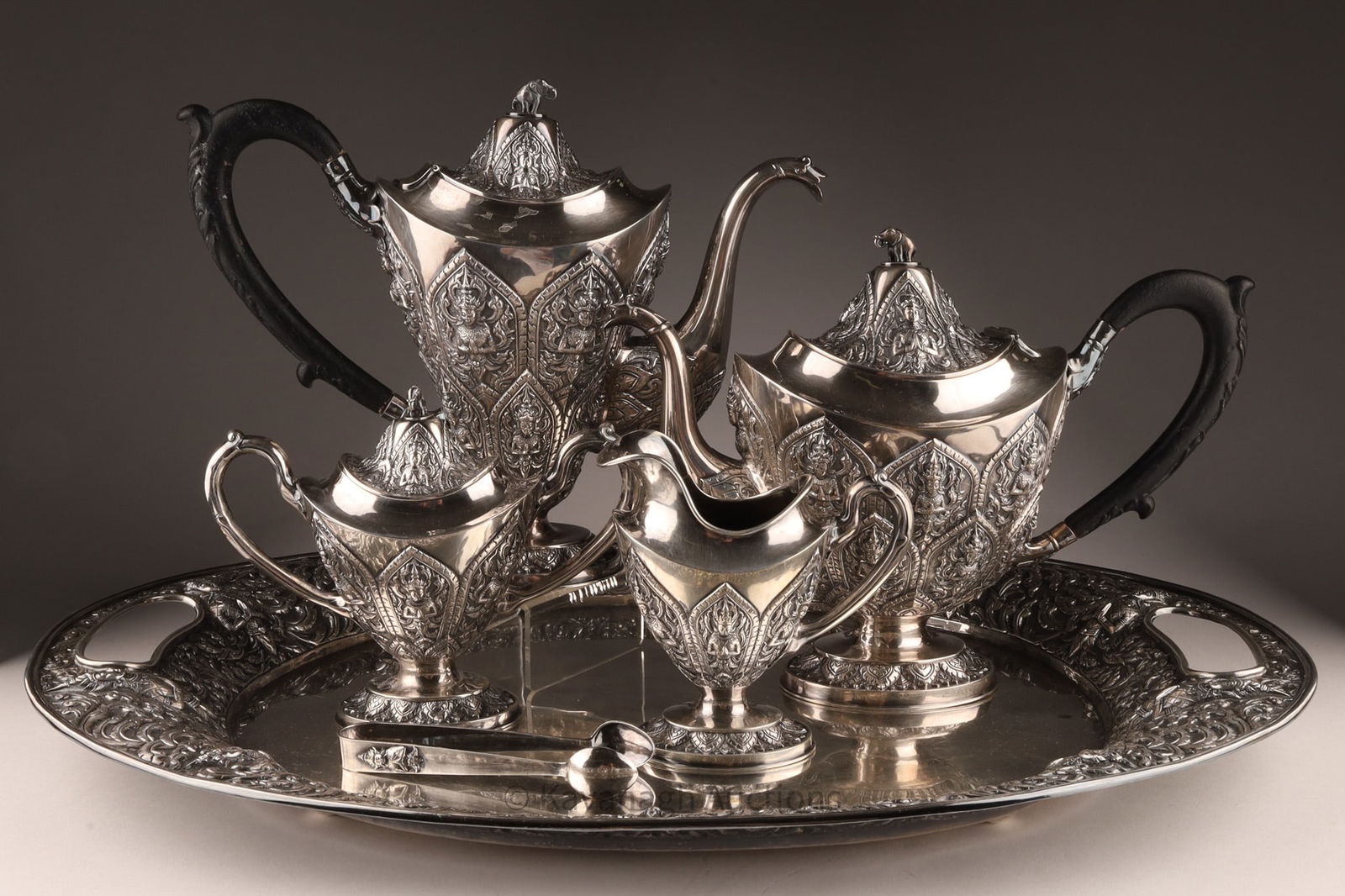 Antique Burmese Silver 6 Pc Tea / Coffee Set (1 of 9)