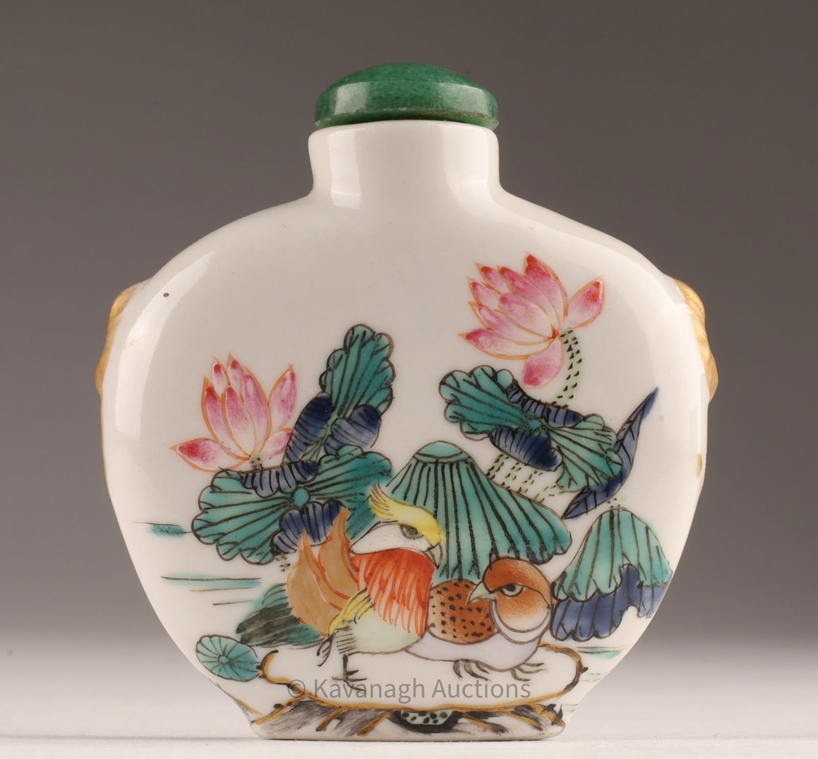 Chinese Famille Rose Porcelain Snuff Bottle Lotus (1 of 8)