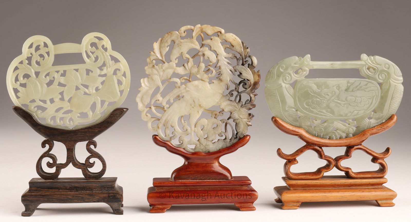 Lot Chinese Pierced Jade Lock Pendants, Medallion (1 of 9)