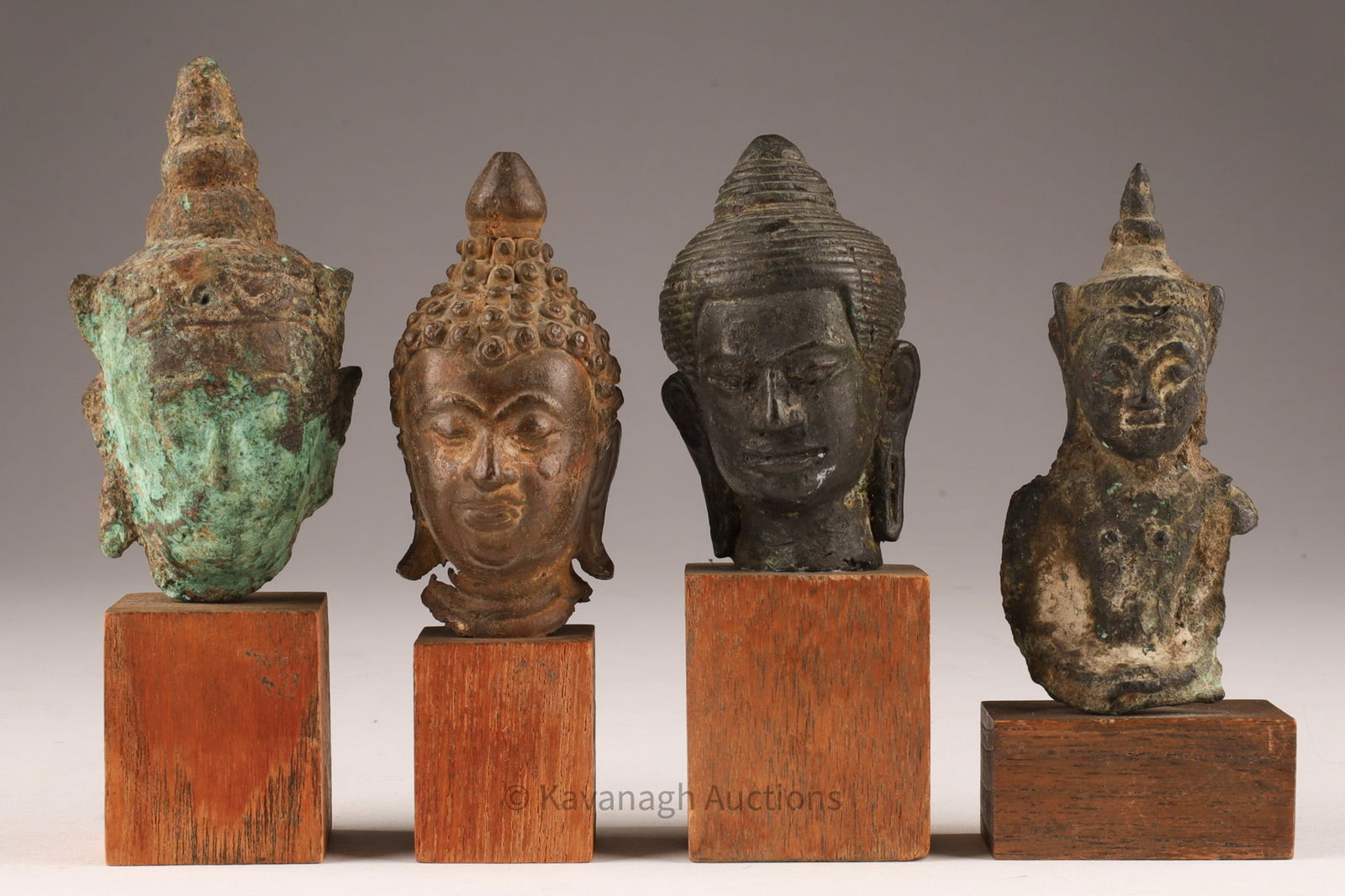 Lot of 4 Antique Bronze Thai Buddha Heads (1 of 7)