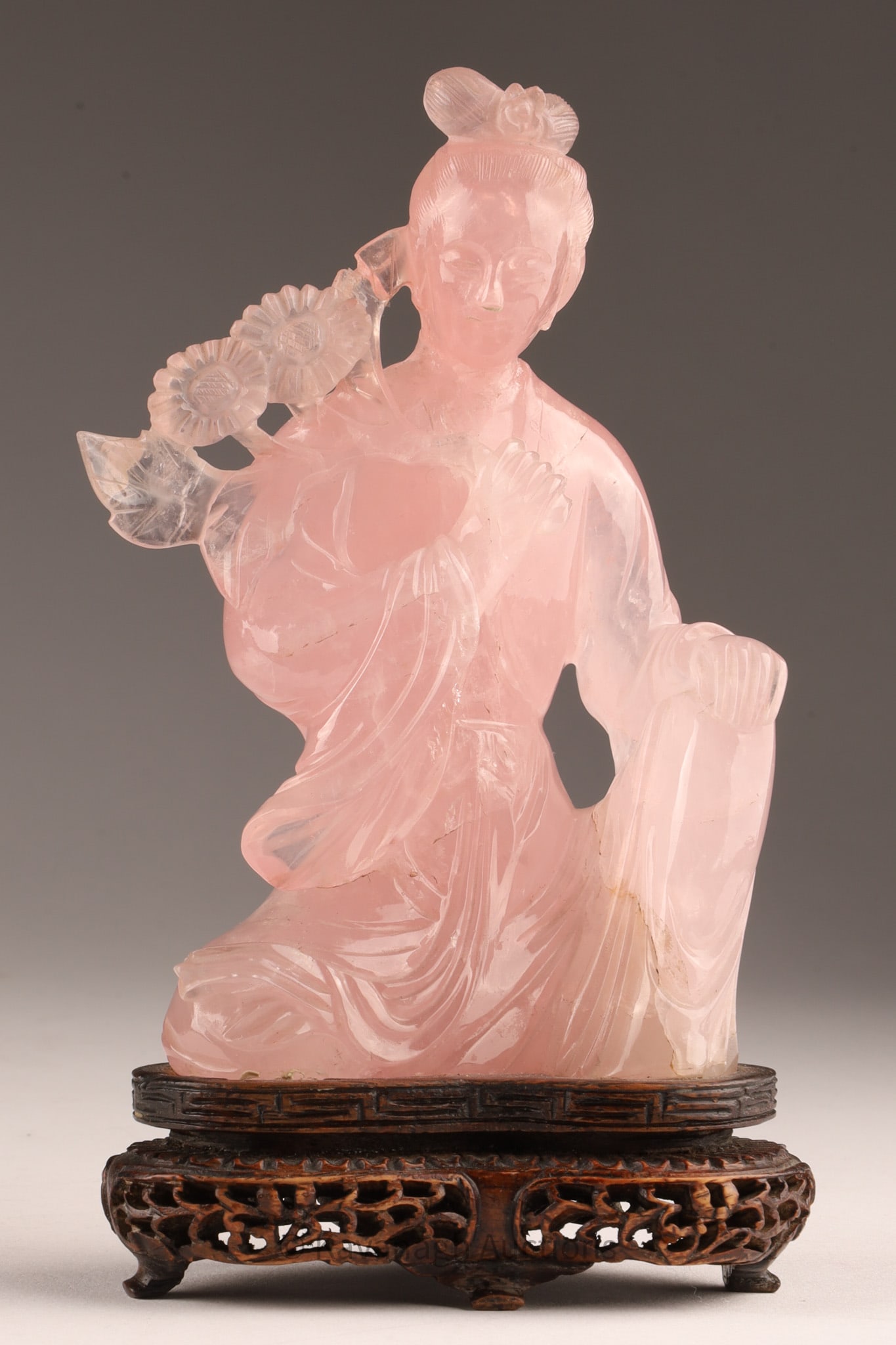 Chinese Rose Quartz Guanyin Beauty Sculpture (1 of 8)