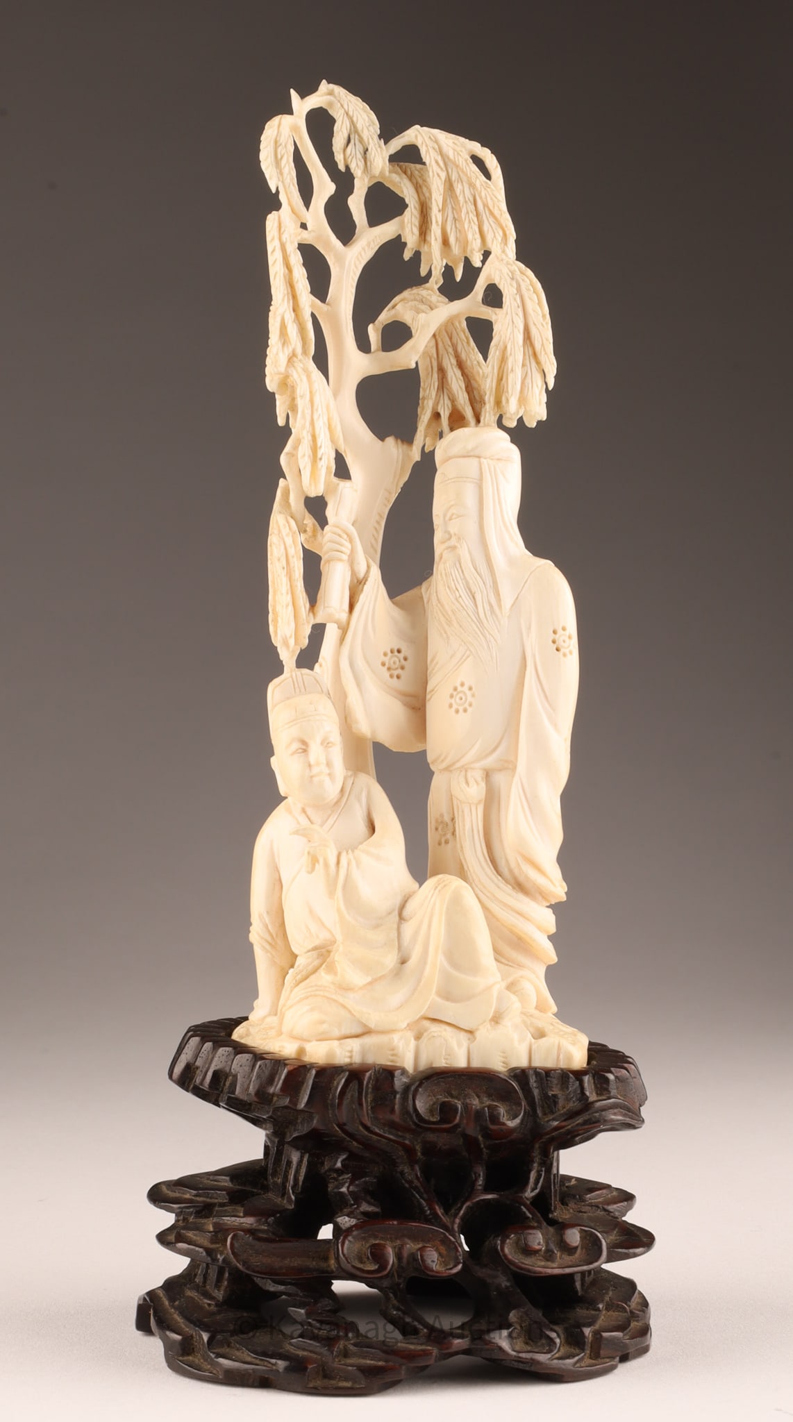 Antique Chinese Finely Carved Figural Group Signed (1 of 10)