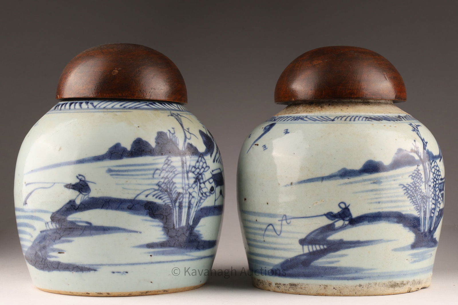 Antique Chinese Export Blue and White Ginger Jars (1 of 8)