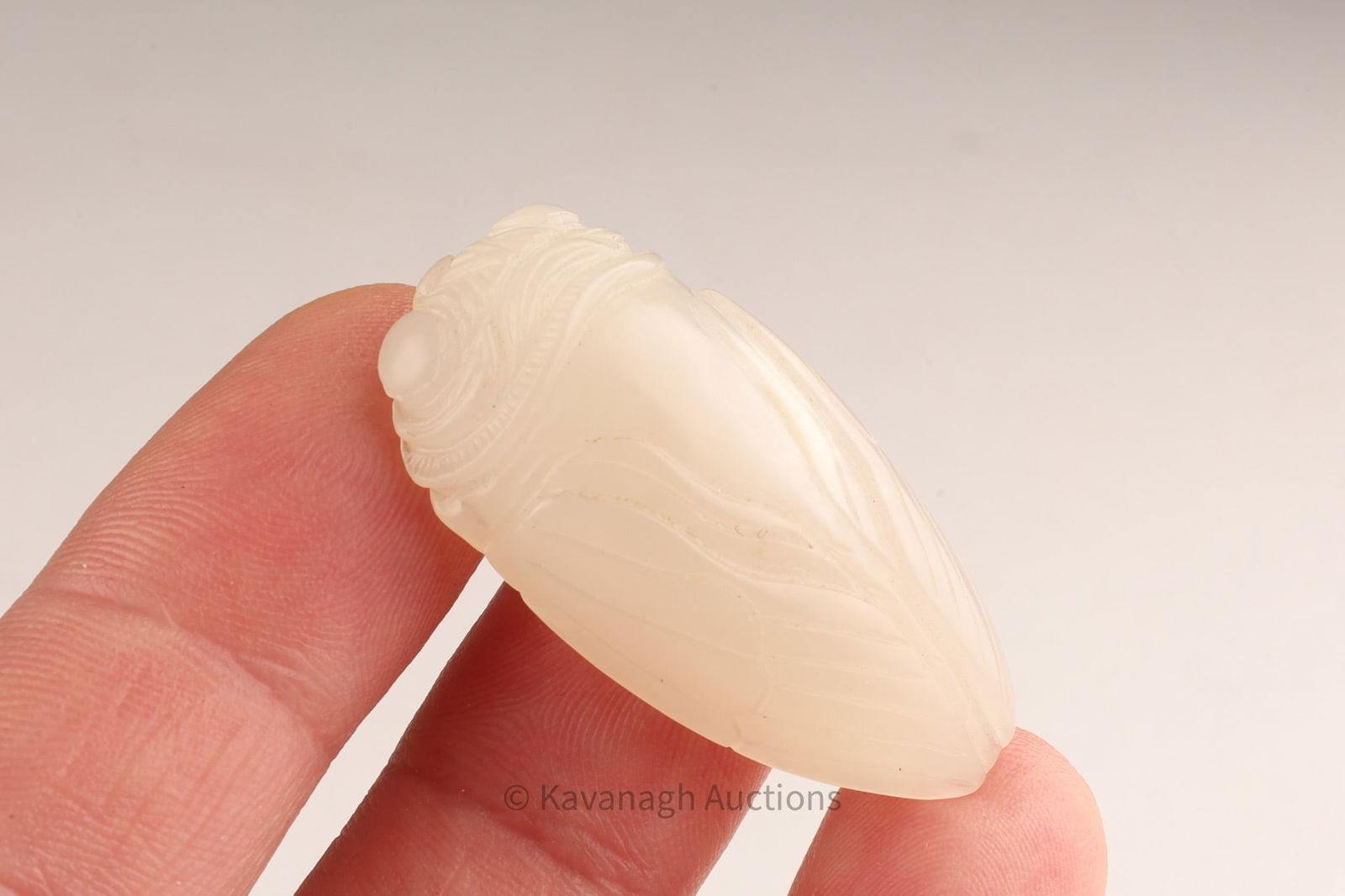 Chinese White Jade Carved Cicada Bug (1 of 10)
