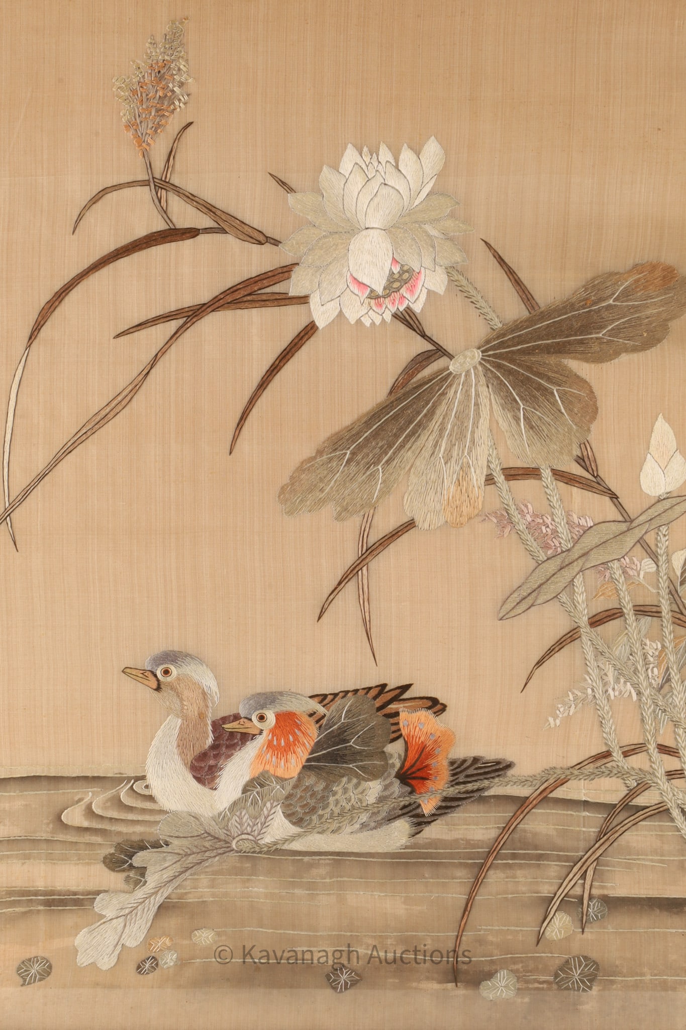 Chinese Embroidered Silk Panel Ducks in Landscape (1 of 6)