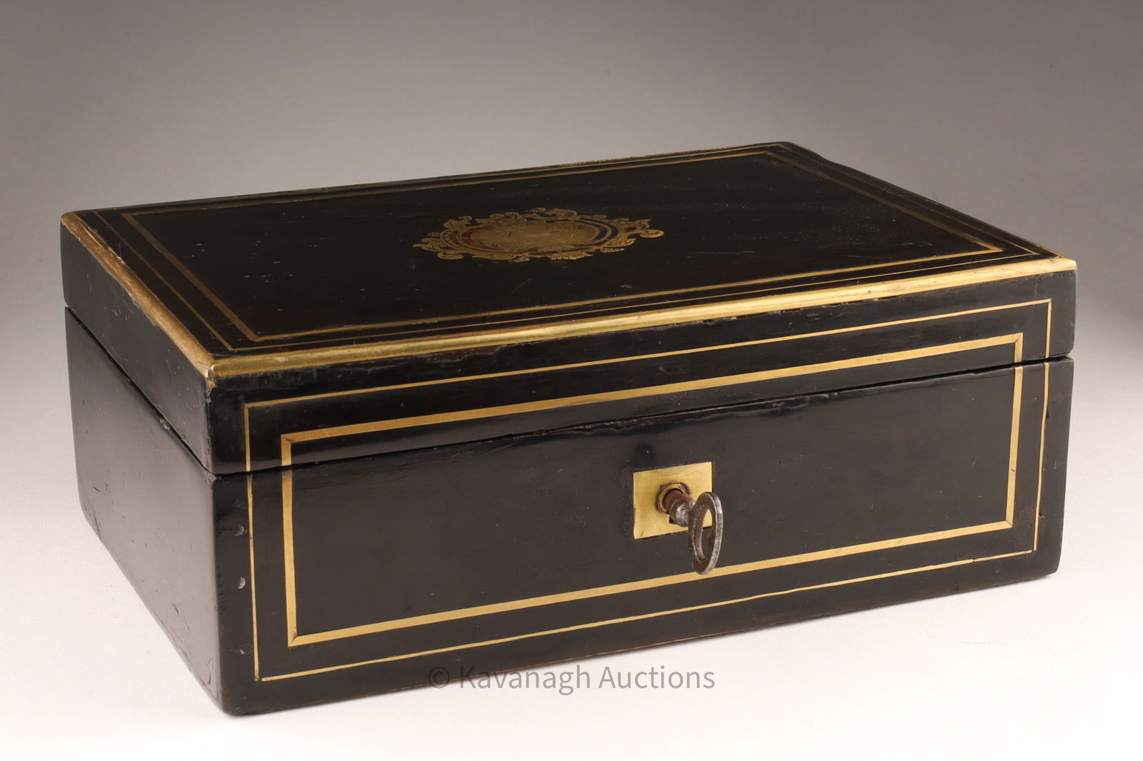 Antique Napoleon III Ebonized Wood Brass Box (1 of 5)