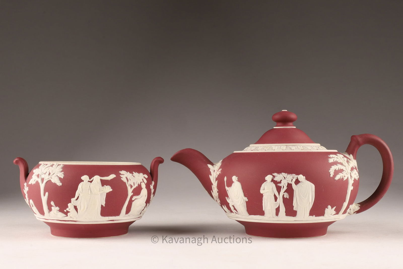 Wedgwood Crimson Jasper Dip Tea Pot Sugar Bowl (1 of 7)