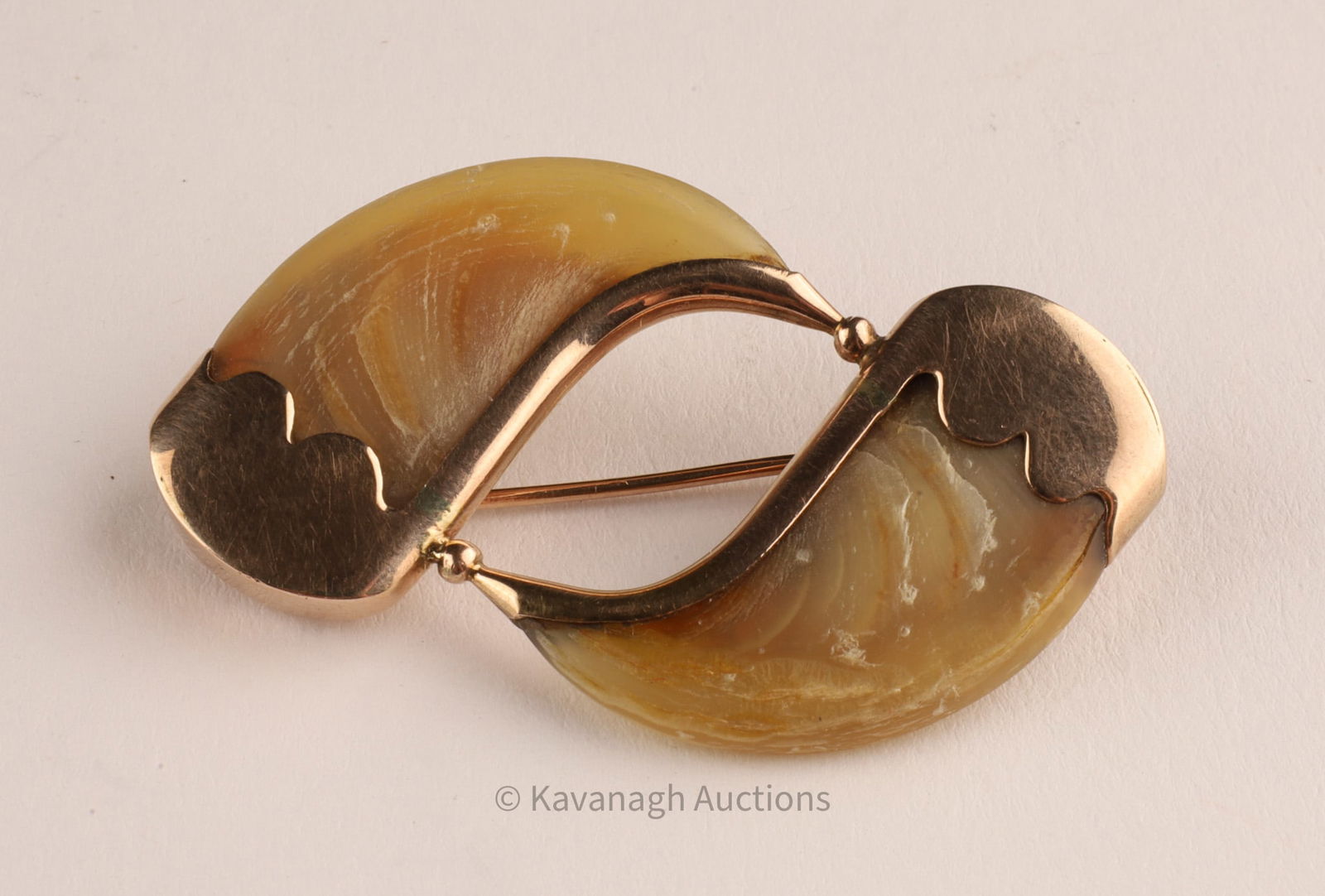 Victorian 14K Gold and Double Tiger Claw Brooch (1 of 5)