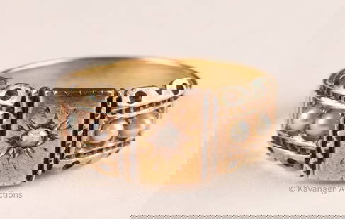 Antique Victorian Pearl Diamond Geometric Ring: Antique Victorian Pearl And Old Cut Diamond Geometric Ring. 2.9 grams, size 7.25.