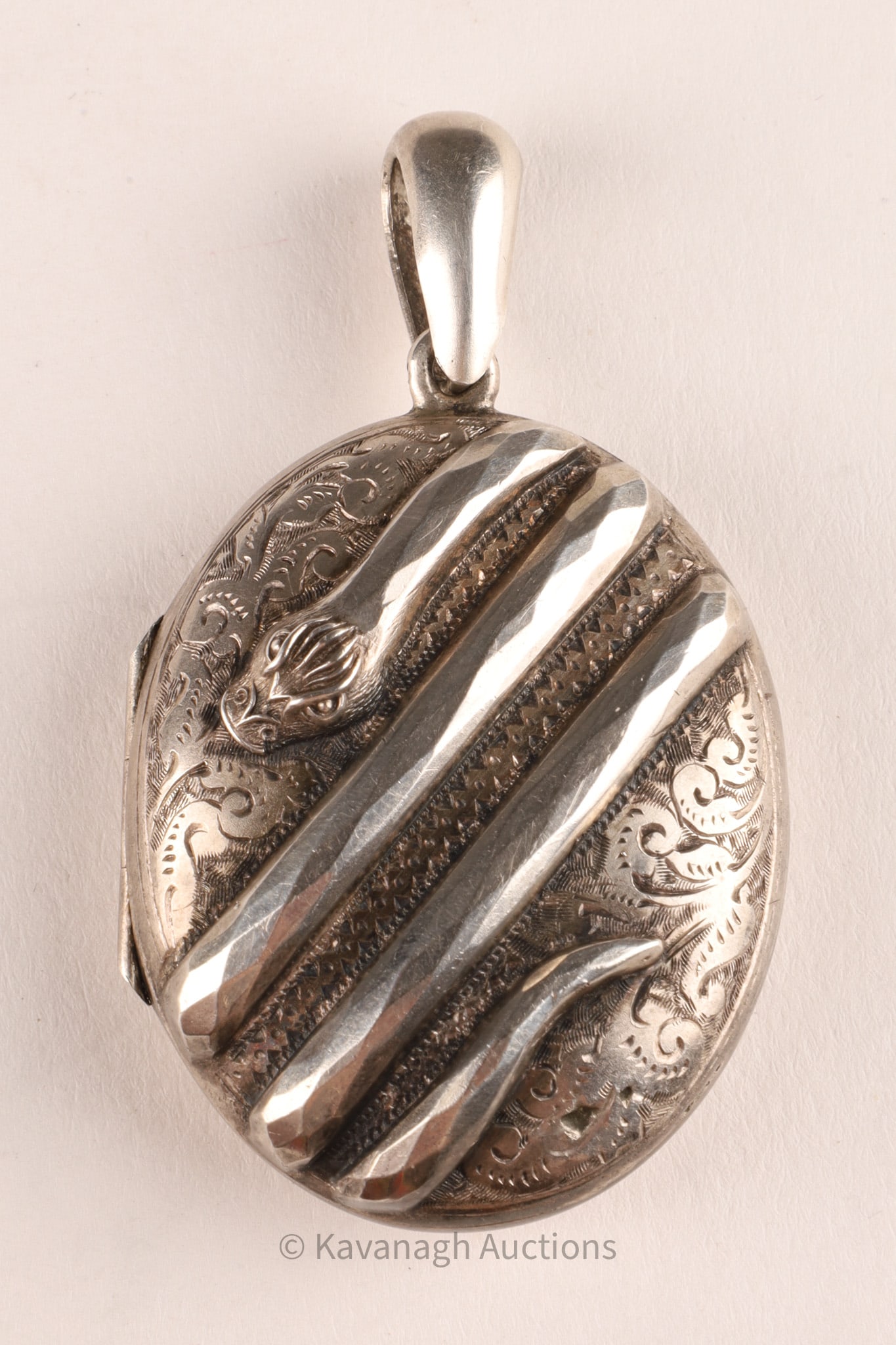Victorian Sterling Locket with Applied Snake (1 of 8)