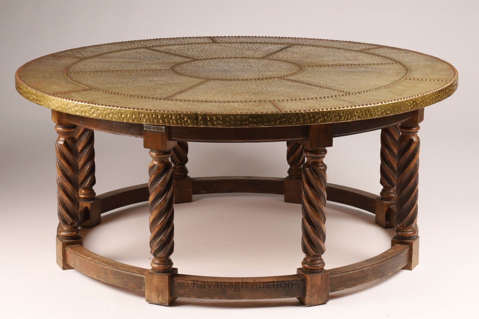 Large Hammered Brass Barley Twist Coffee Table (1 of 5)