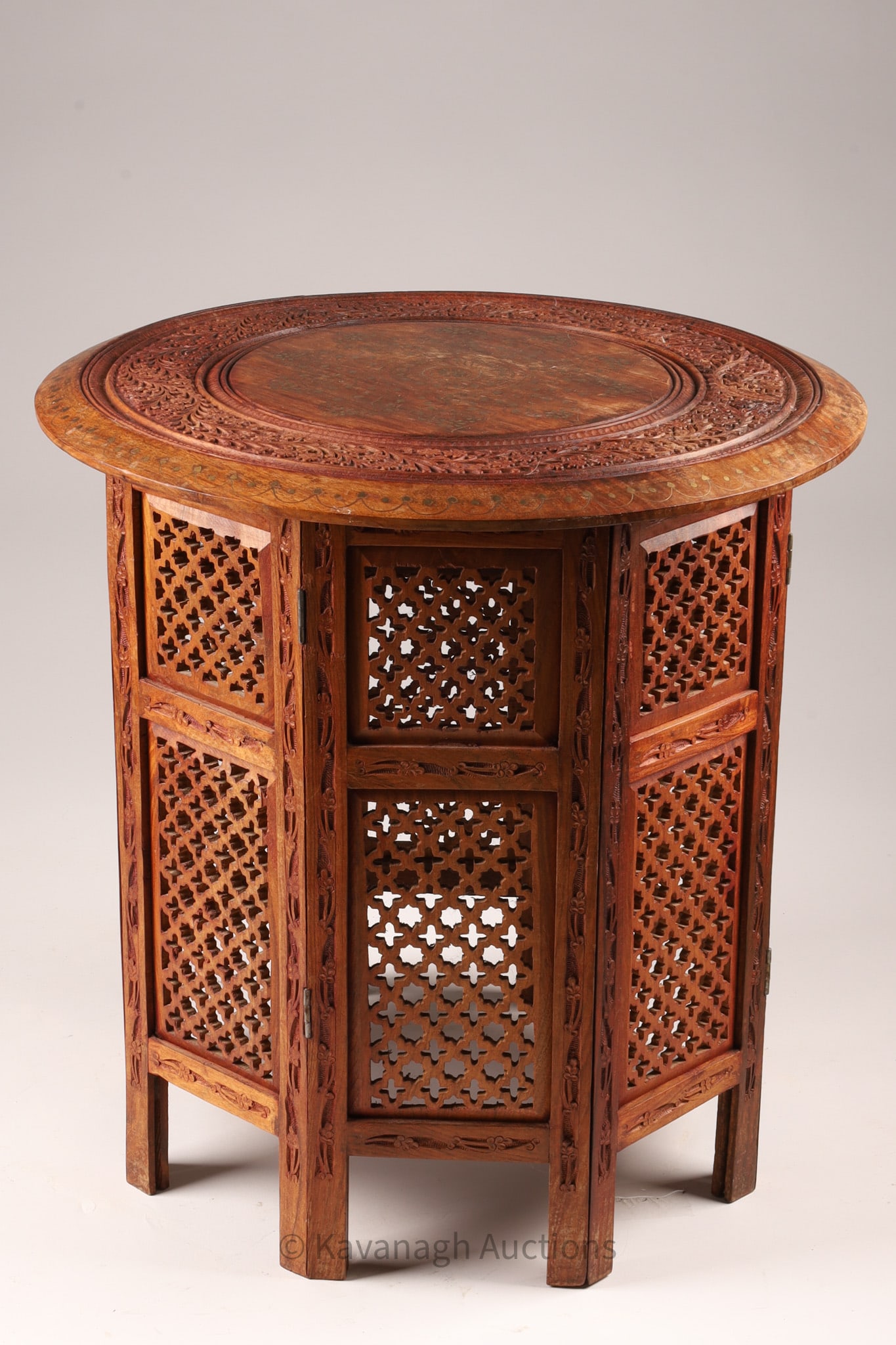 Octagonal Inlaid Teak Indian Moorish Side Table (1 of 6)