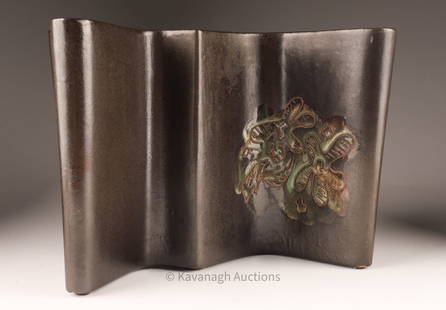 MCM 1950s Marianna Von Allesch NY Pottery Vase: Mid Century 1950s Marianna Von Allesch NY Pottery Vase, Flowers. Signed on side, 7 inches H x 11 W x 6 deep.