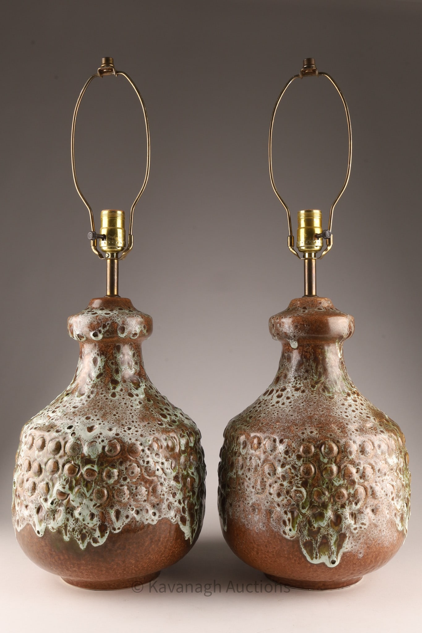 Pair 1960s MCM Alvino Bagni Fat Lava Lamps: Pair 1960s MCM Alvino Bagni Fat Lava Lamps. Vase itself measures 14.5" x 9.5"