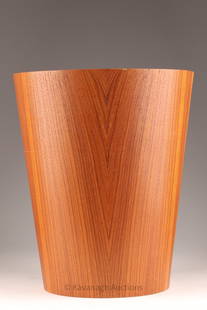 Mid Century Modern Teak Waste Paper Basket: Mid Century Modern Teak Waste Paper Basket. 12 inches H x 10 W.