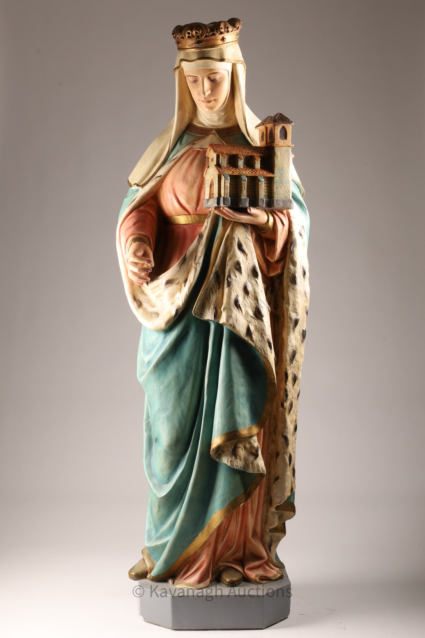 Full Sized Plaster Statue Saint Clotilde w/ Church (1 of 12)