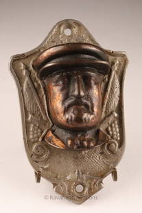1872 US Ulysses Grant Political Match Holder: Antique 1872 US Ulysses Grant Political Match Holder, Wall Mounted. 5.5 inches x 3.75 W.