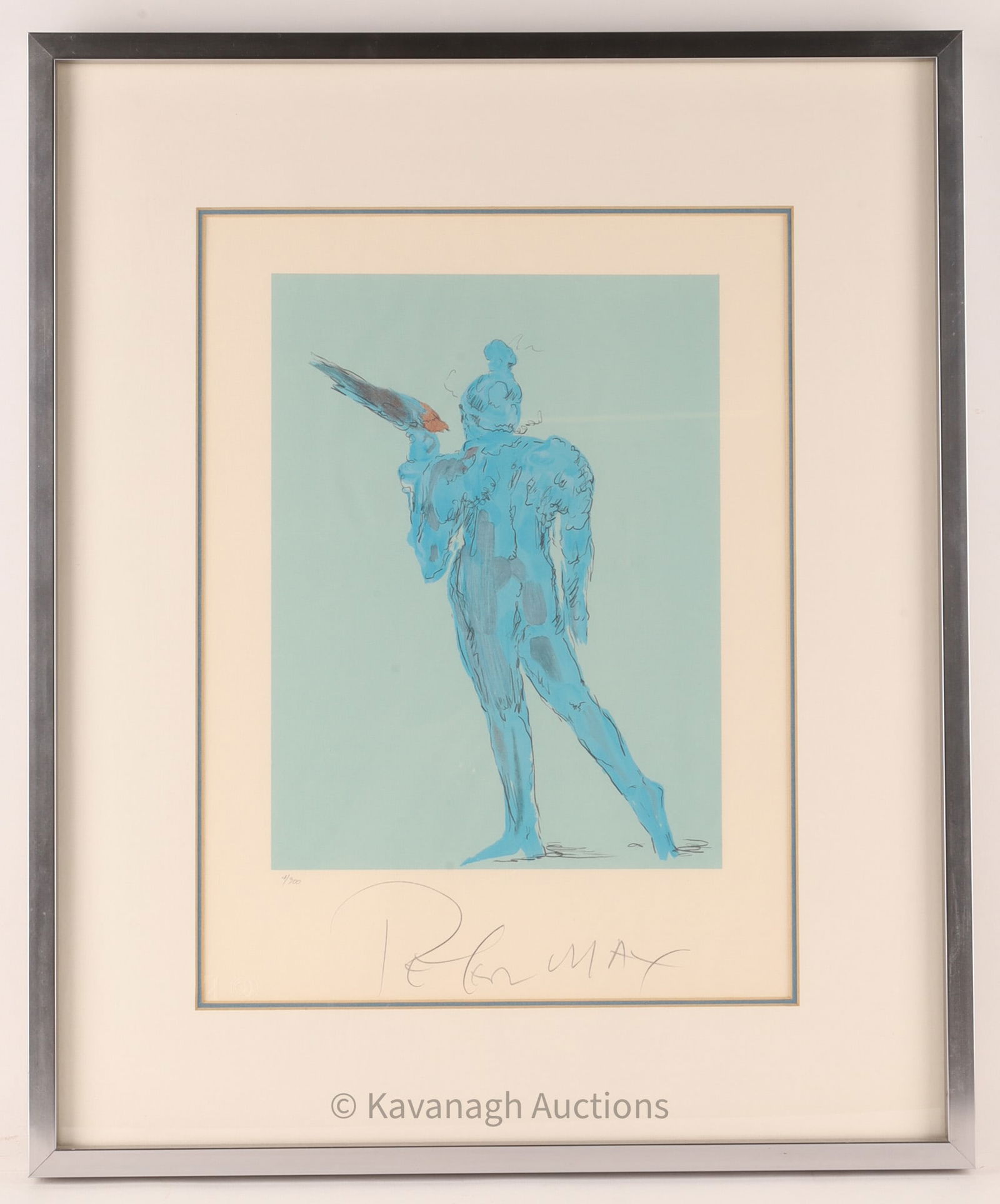 Peter Max Lithograph Circus Performer with Bird: Peter Max (German-American, b. 1937) Pop Art Lithograph, Circus Performer with Bird. Peter Max (born 1937), a well-listed Pop artist known for his vibrant colors and cosmic imagery. This piece is a li