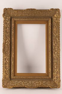 Small Antique Gilded Ornate Frame for Painting: Small Antique Gilded Ornate Frame for Painting. Outer frame measures 13.5 inches x 18. Wooden inset frame measuring 7.25 x 12 inches on inside.