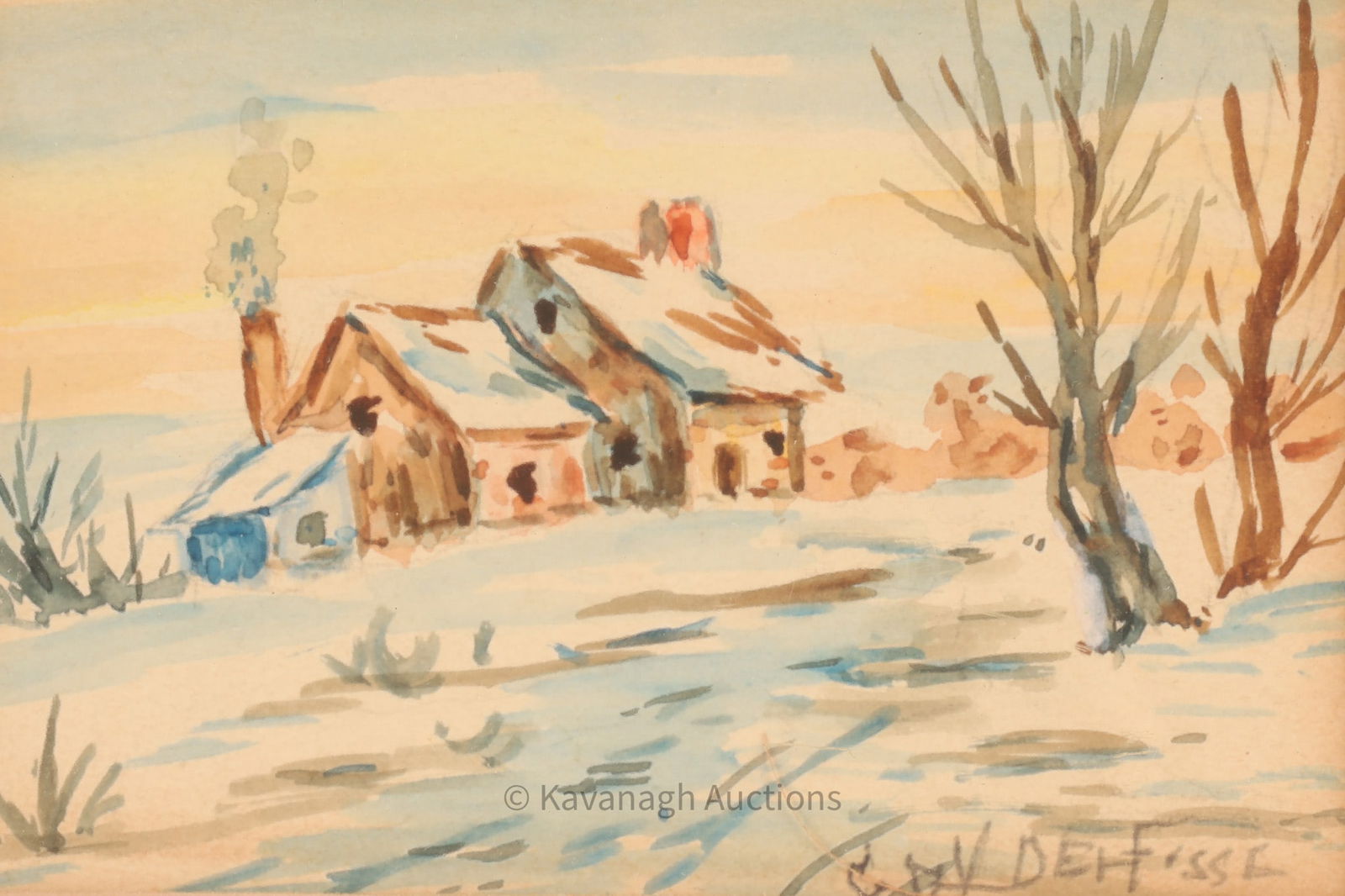 Georges Delfosse (1869-1939) Watercolour Landscape (1 of 5)