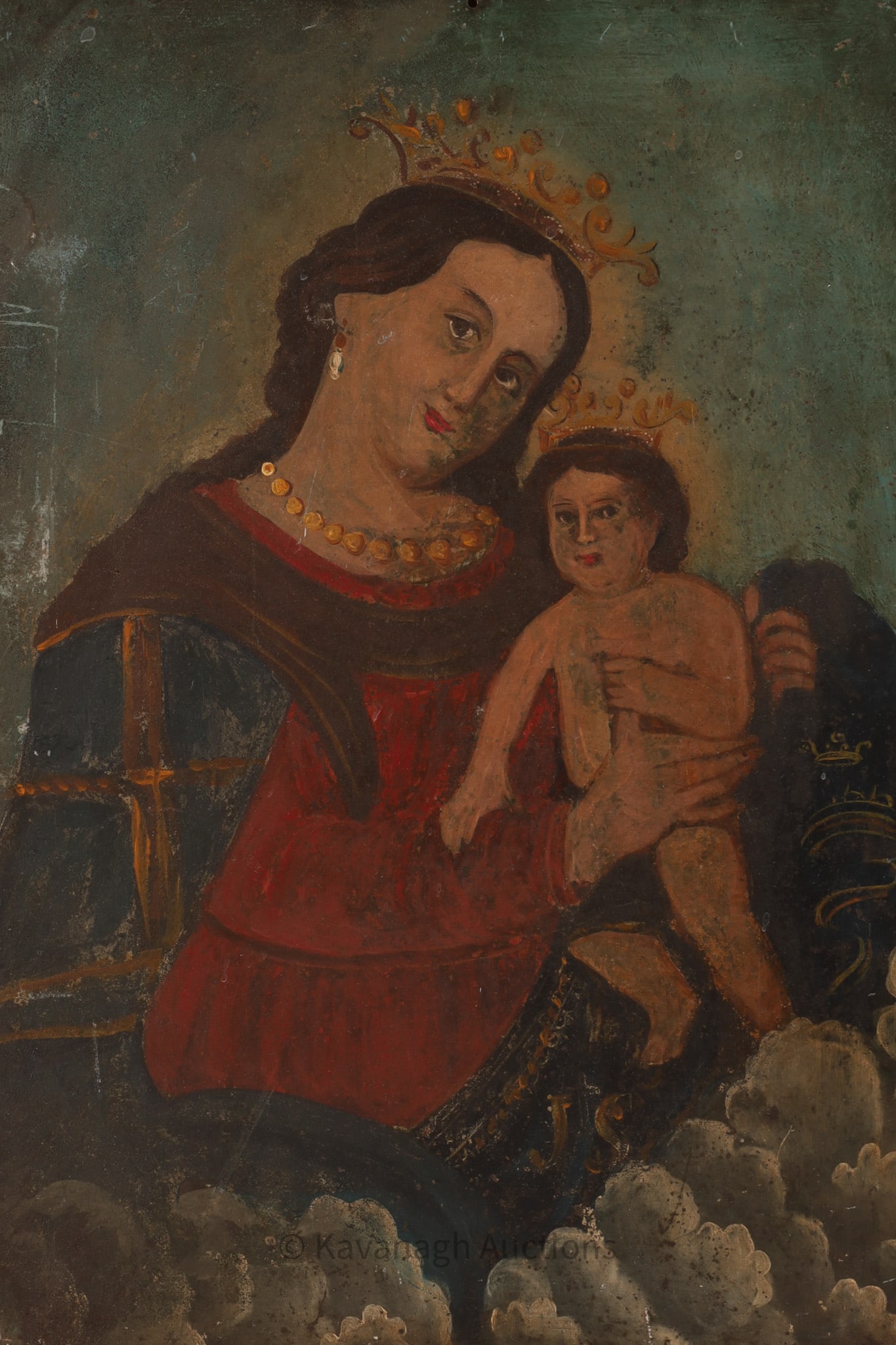 Mexican Retablo of NS de Refugio de Los Pecadores (1 of 5)