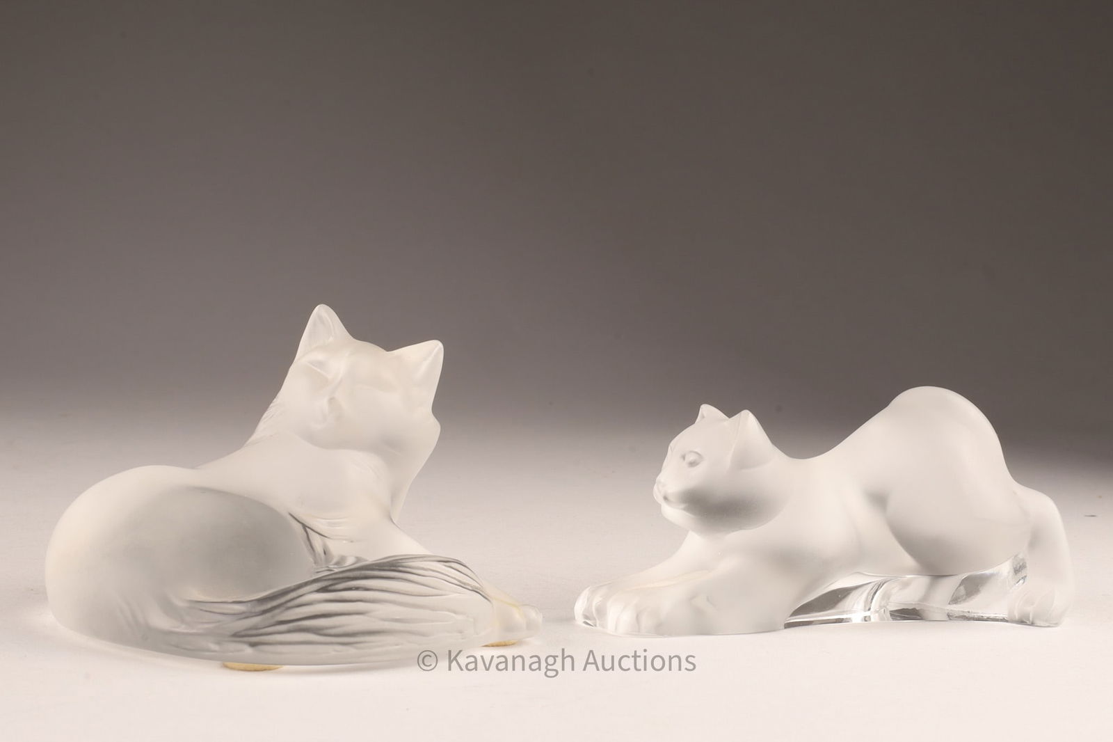 Lot of Two Lalique France Crystal Cats Signed (1 of 9)