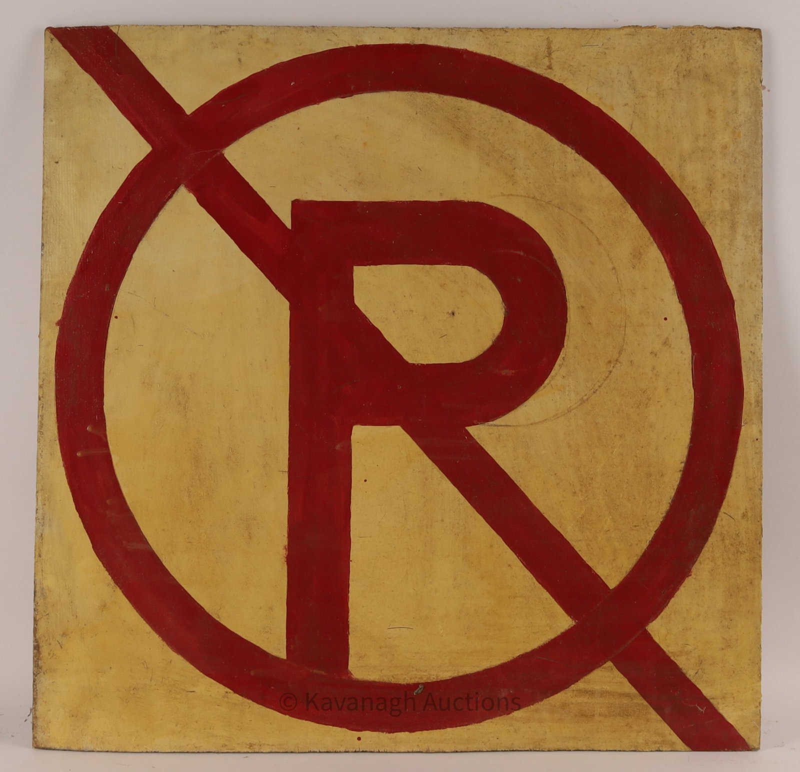 Vintage Hand Painted Plywood No Parking Sign: Vintage Hand Painted on Thin Plywood No Parking Sign. 24 x 24 inches