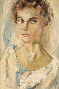 Gary Petter Slipper Oil Masonite Female Portrait: Gary Petter Slipper (Canada, 1934 - 2019) oil on masonite painting of a female portrait, signed lower left, set in pale wood frame. 22 inches H x 14 W, frame measures 19 x 27 inches.