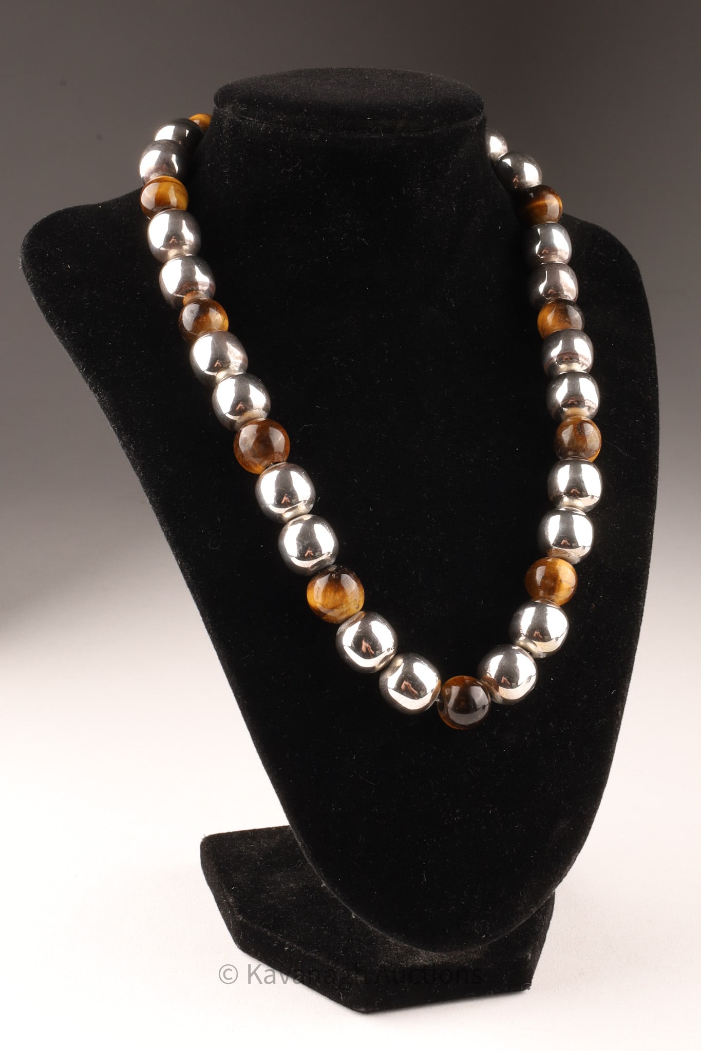 Mexico Sterling Silver Tiger Eye Bead Necklace (1 of 7)
