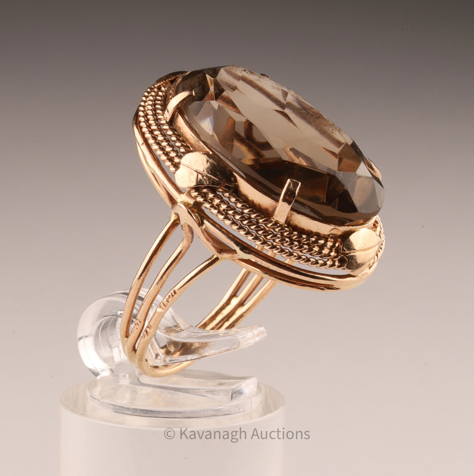 Large Smoky Quartz Filigree 14K Gold Ring (1 of 9)