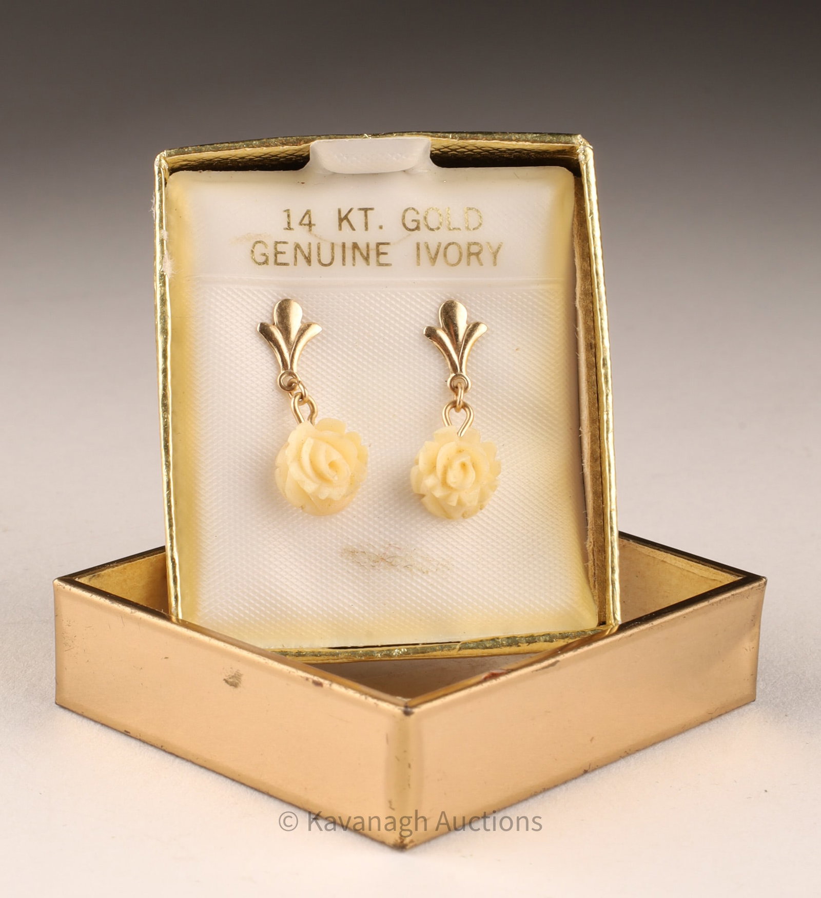 14k Gold and Carved Rose Earrings: 14kt yellow gold and carved roses pendant earrings for pierced backs.. THIS ITEM CANNOT BE EXPORTED FROM CANADAMeasuring approx 0.75 inches in length.