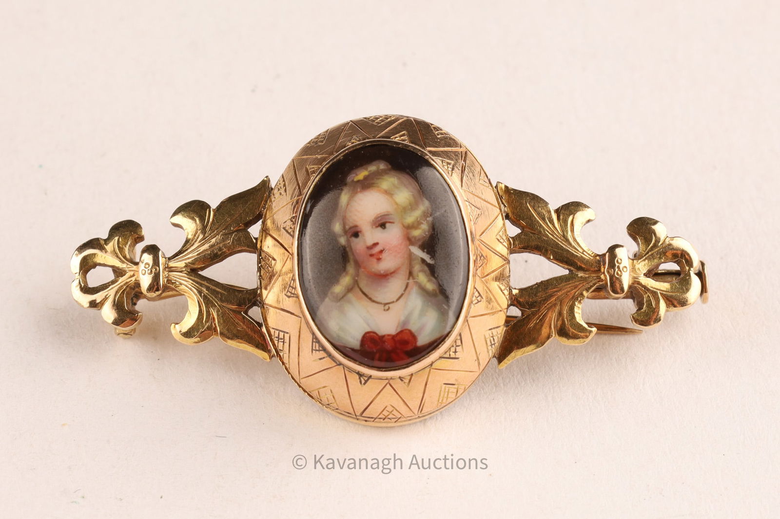 18K Gold Victorian Porcelain Painted Portrait Brooch (1 of 5)