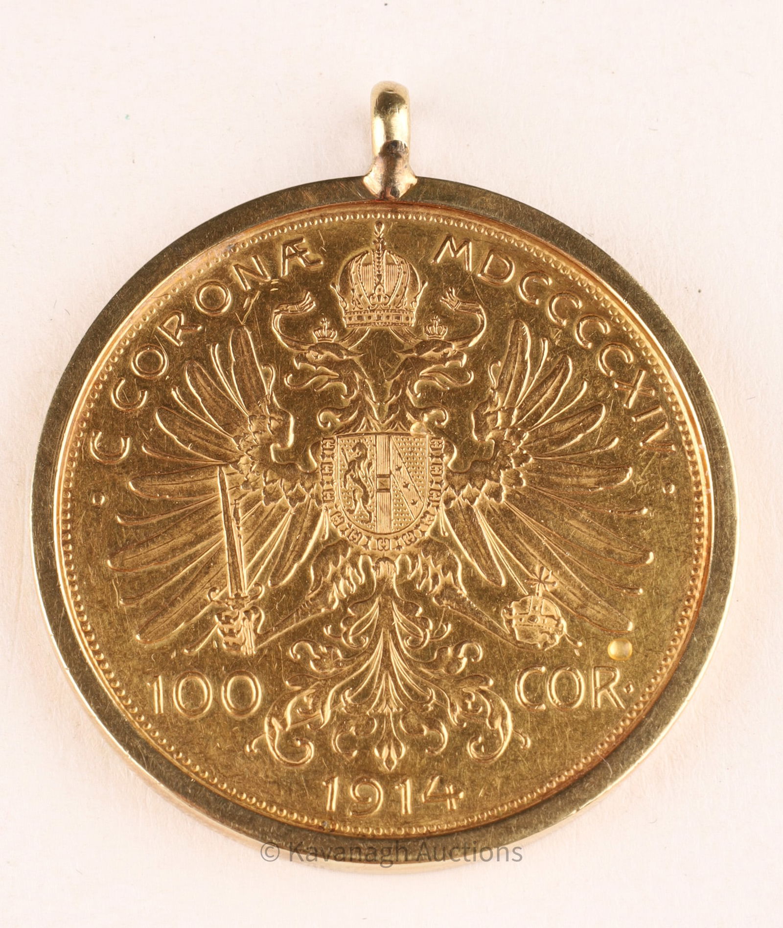 1914 Austria Gold 100 Corona Coin Pendant (1 of 8)