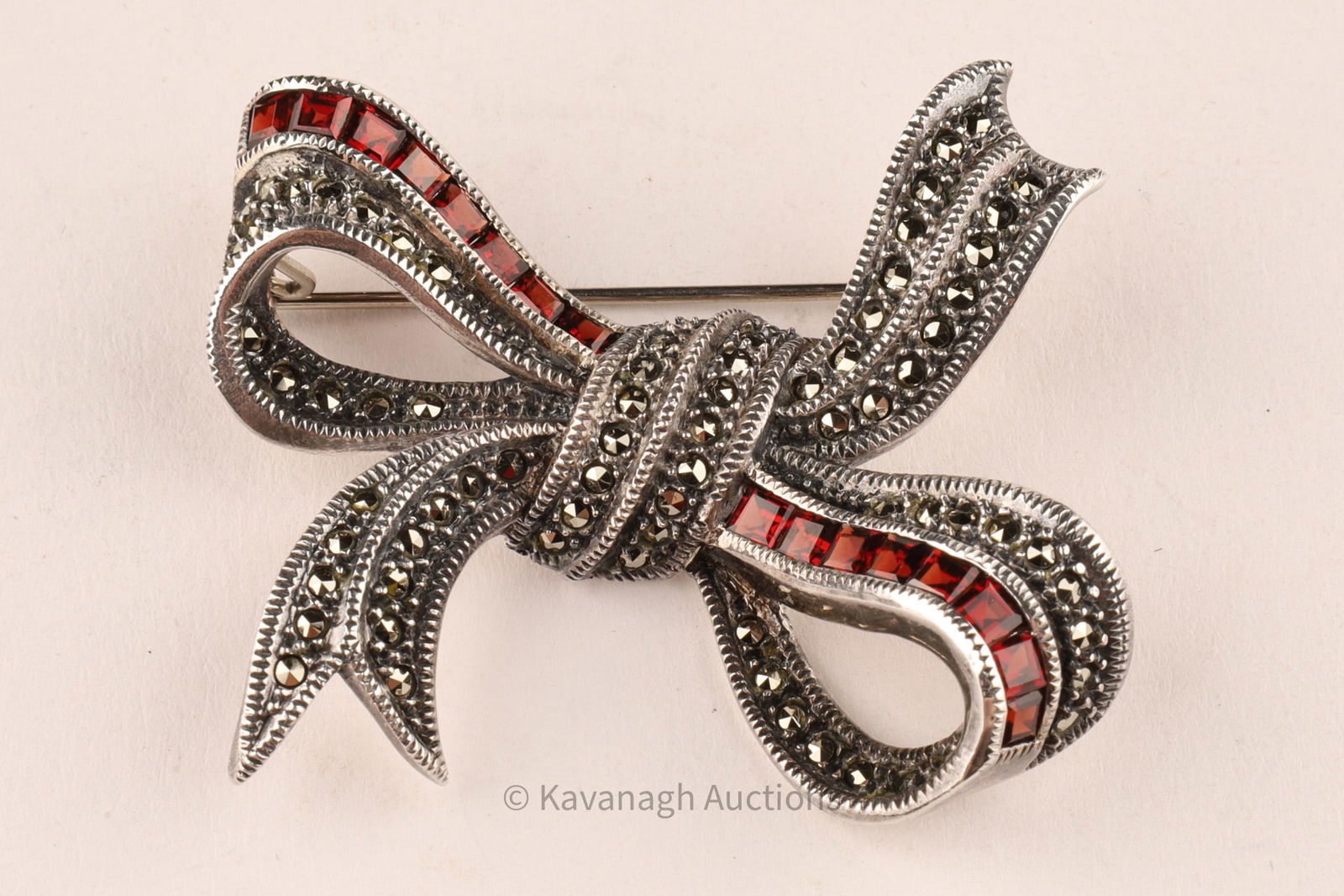 Judith Jack Marcasite Crystal Sterling Bow Brooch (1 of 6)