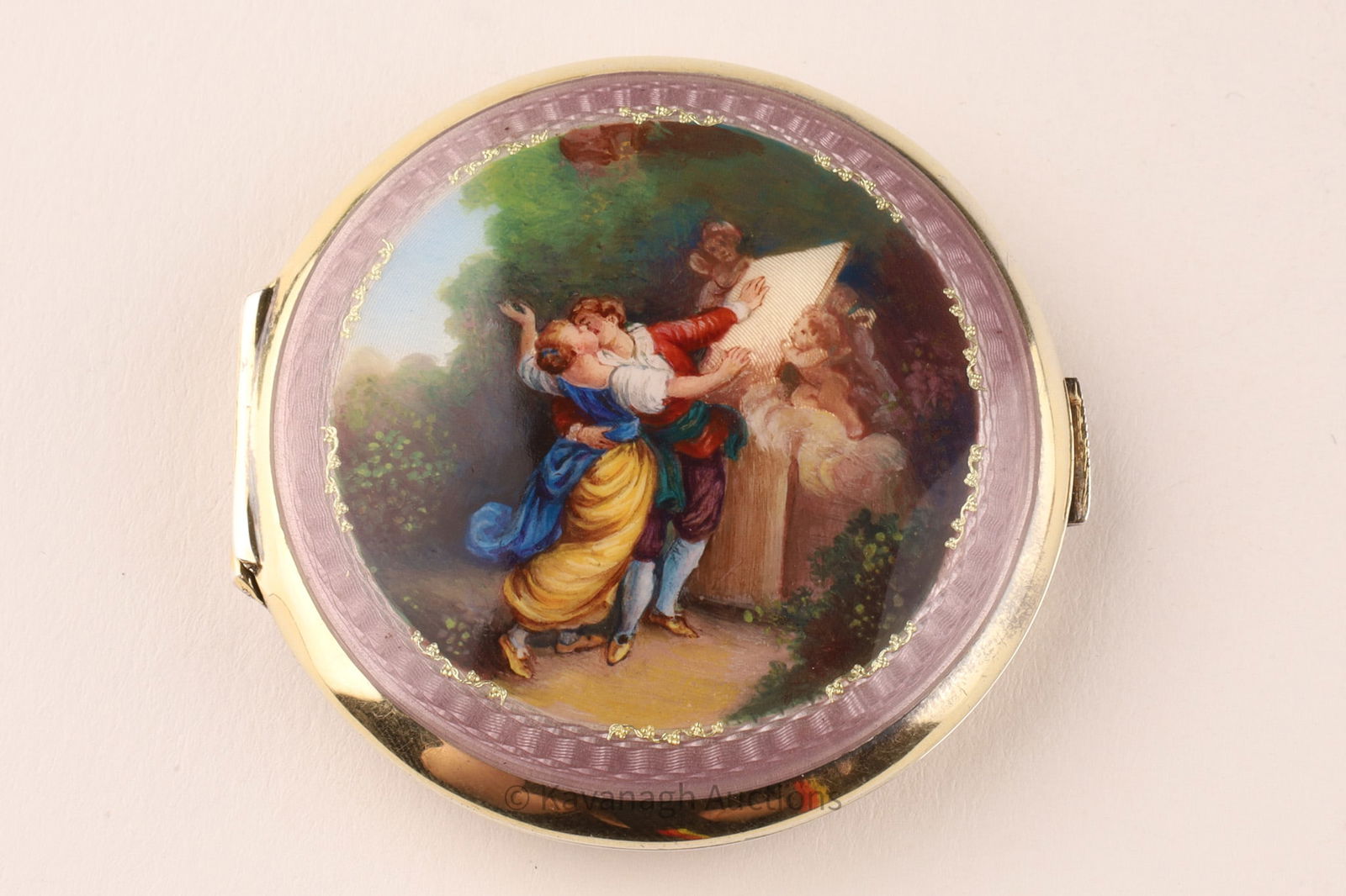 Birks Sterling Violet Guilloche Enamel Compact Lovers Scene (1 of 7)
