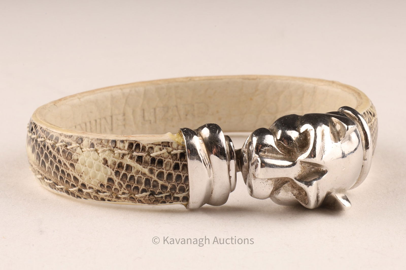 Leopard Head Sterling Lizard Cuff Bracelet (1 of 8)