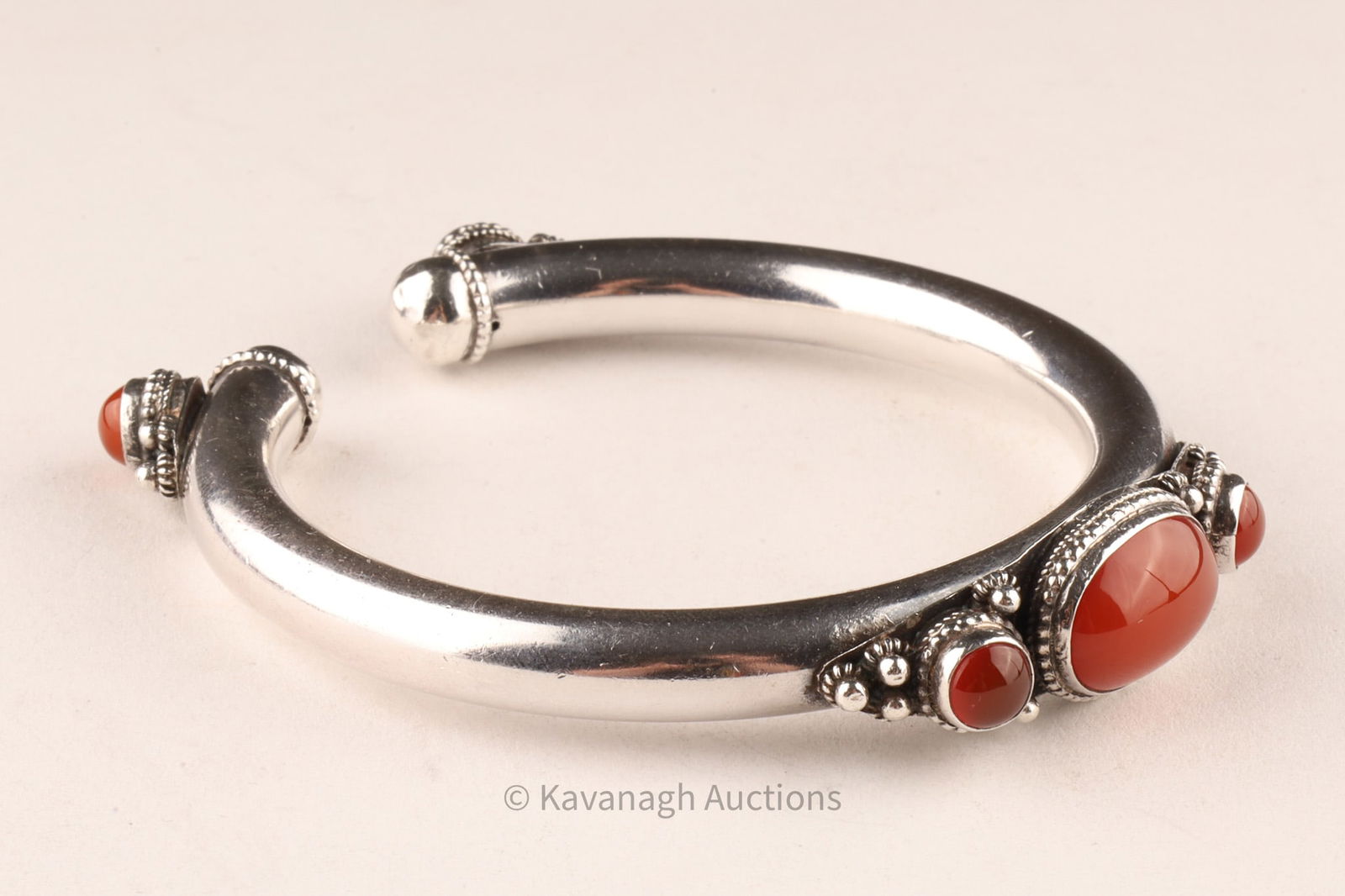Bedouin Nubian Sterling Carnelian Cuff Bracelet (1 of 5)
